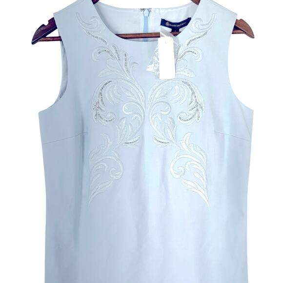 Brooks Brothers Blue Sheath Semi Formal Dress Baby Blue w/ Beaded Details size 6 - Picture 2 of 9